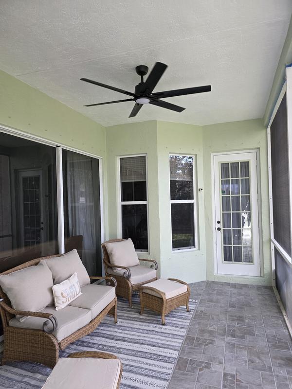 After: Screened patio after clean-up, neat and uncluttered
